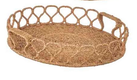 Medium Round Looped Seagrass Handled Tray 21.5" (2 in stock)