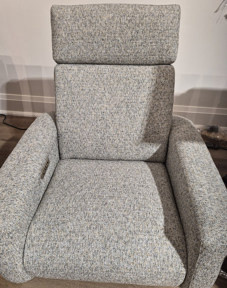Molly Swivel Recliner with Power Headrest and Battery Pack Cream and Grey Flecked Fabric (2 in stock)