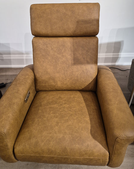 Molly Swivel Recliner with Power Headrest and Battery Pack Cognac Leather (2 in stock)