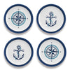 Nautical Anchor Melamine Appetizer plates set of 4 (4 sets in stock)