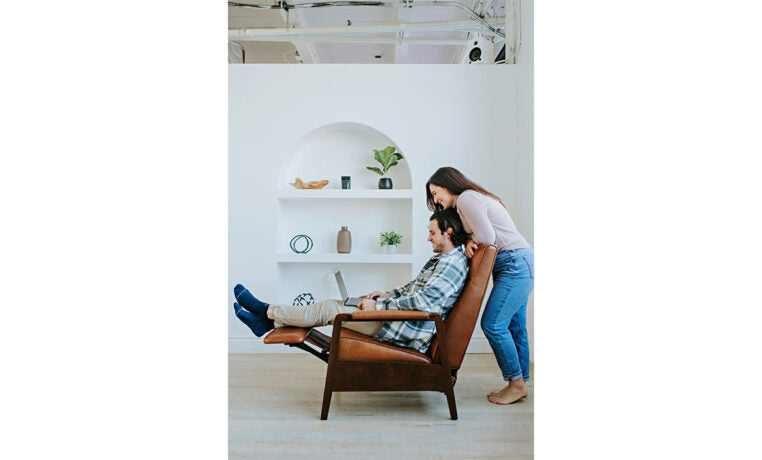 Oxford Recliner in Sycamore Pecan Top Grain Leather with Walnut Frame (1 in stock)