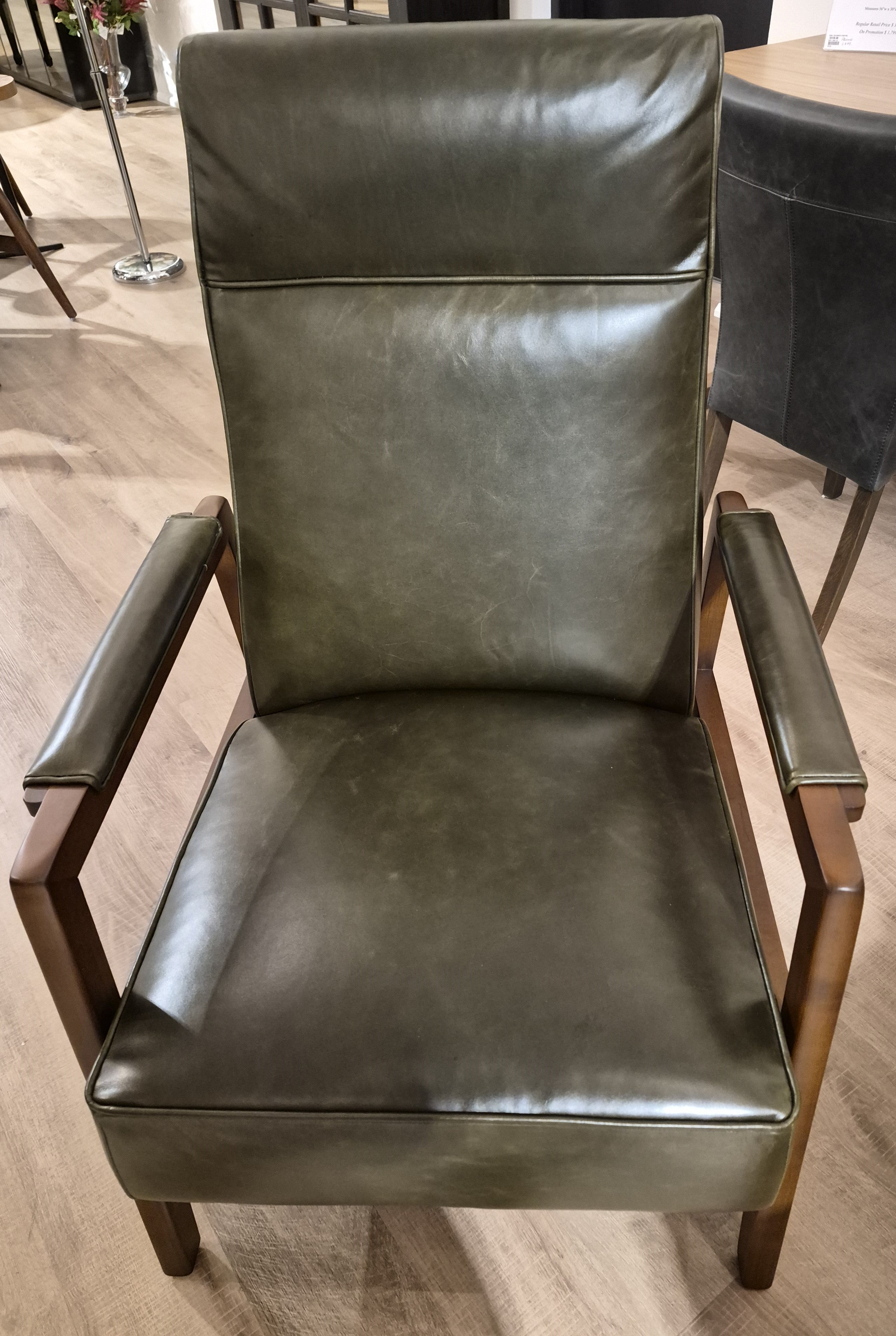 Oxford Recliner in Dakota Spruce Top Grain Leather with Maple Frame (2 in stock)