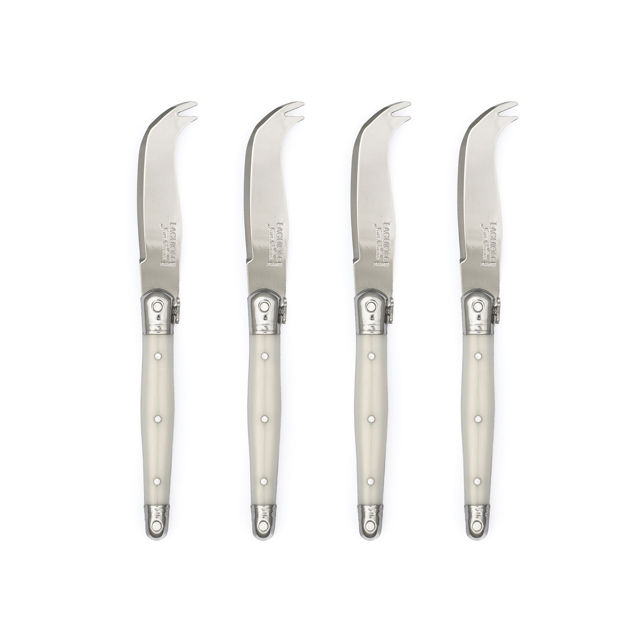From France Laguiole Pearl White Mini Cheese Knives set of 4 (qty of 2 in stock)