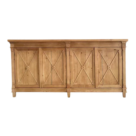 Wooden 4 Door Buffet Natural Pine with Carved Details (1 in stock)