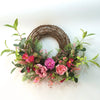 PInk Florals on Grapevine Wreath 28"  (qty of 2 in stock)