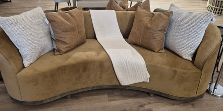 River Curved Sofa w Wood Base 92" (1 in stock)