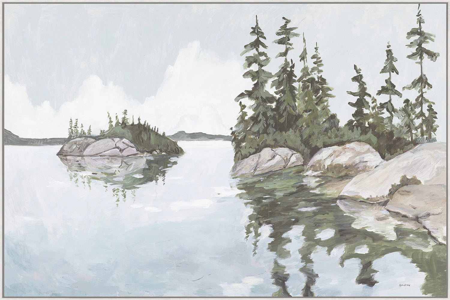 Rocky PIne Island Framed Canvas (1 in stock)