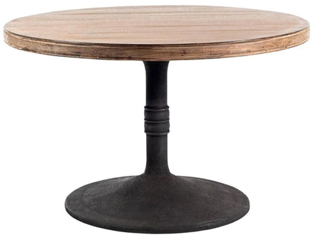 Sadie 48" Round Natural Acacia Wood Dining Table with  Black Iron Base (1 in stock)
