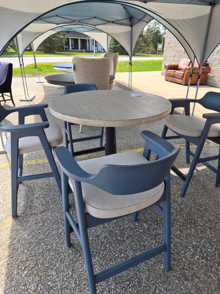 Sadie 42" Round Whitewashed Counter Table Black Iron Base (1 in stock)