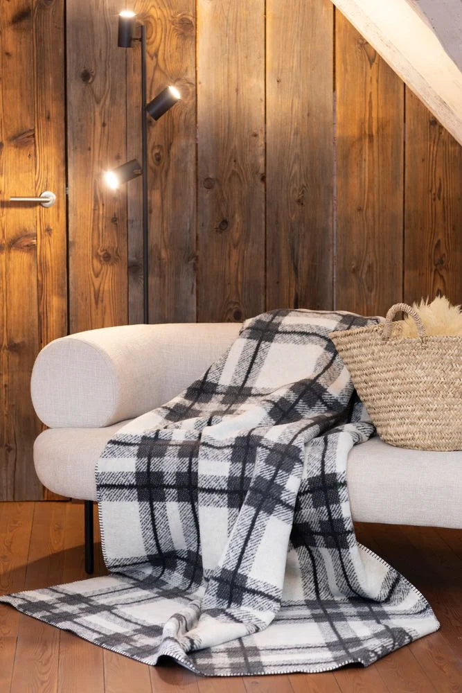 Austrian Savona Cotton Throw Charcoal Tartan (qty of 2 in stock)