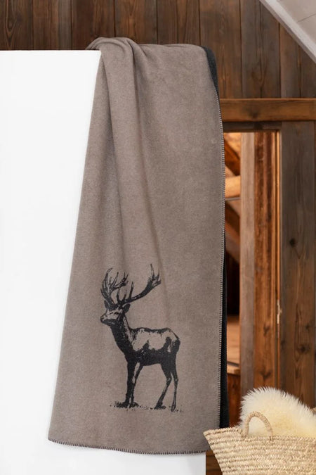 Austrian Savona Cotton Throw Brown Stag in Corner (qty of 2 in stock)