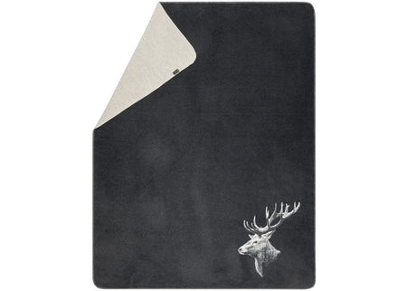 Austrian Savona Cotton Throw  Stag Head Charcoal (qty of 2 in stock)