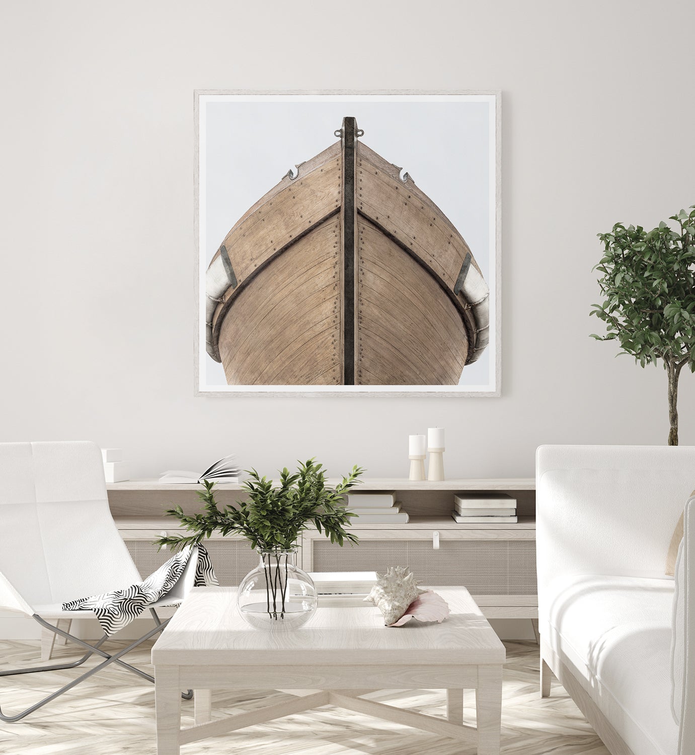 Art  - Sea Worn Bow V Large Driftwood Framed with Glass (2 in stock)