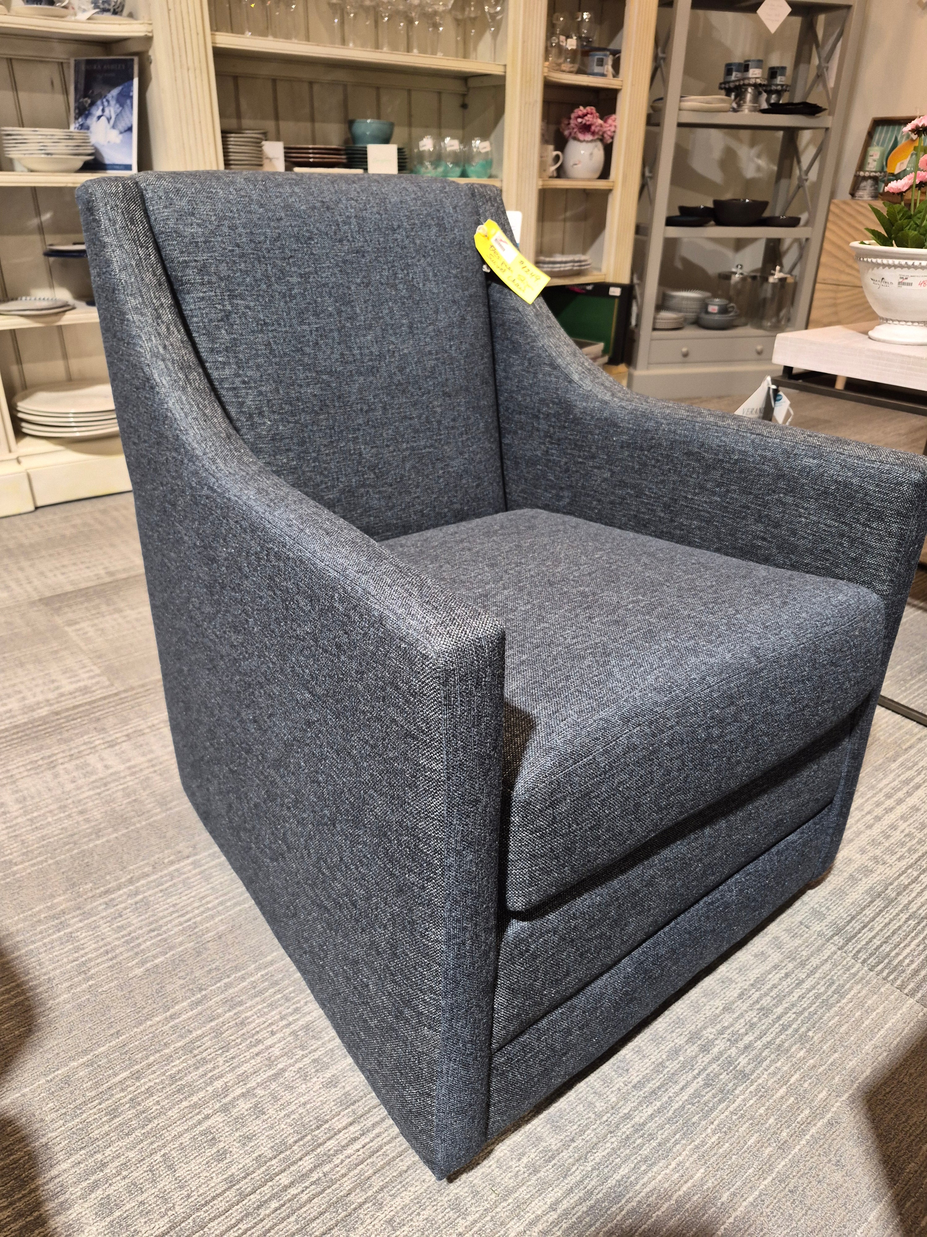 Slim Swivel Chair in Navy Fabric (2 in stock)