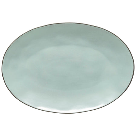 Stacked Organic Sky Blue Fine Stoneware from Portugal Oval Platter  ( 1 in stock)