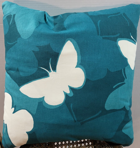 Veranda Designer Reversible Cushion Teal  Butterfly 24"x 24" (2 in stock)