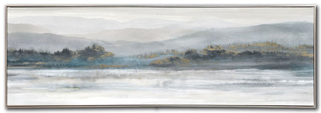 Teal Through The Fog Framed Canvas 20" x 59"