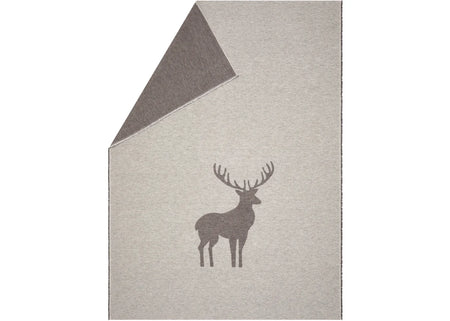 Austrian Luca Cotton Throw Grey Centered Deer (qty of 2 in stock)