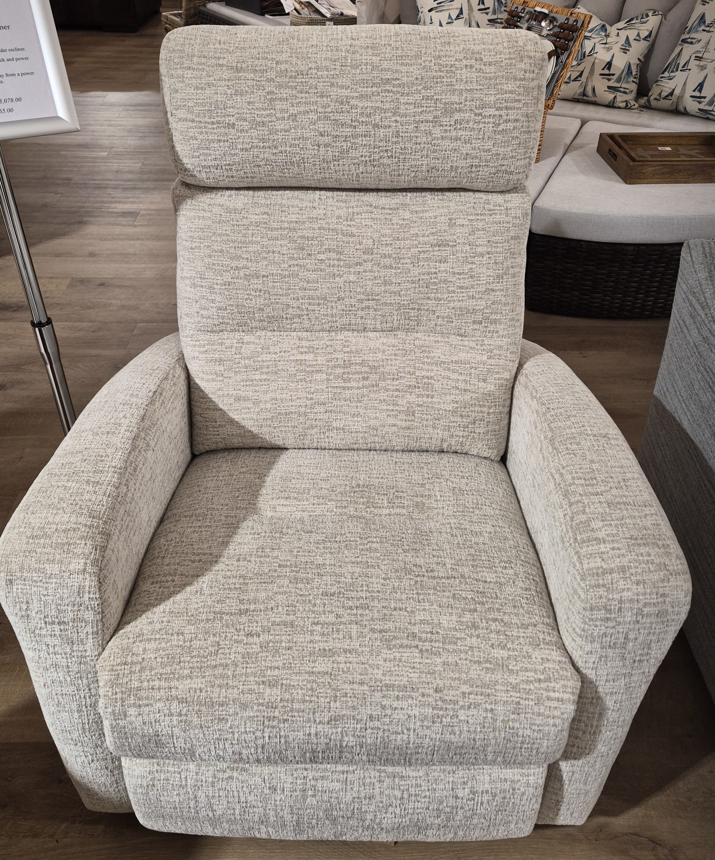 Tommy Gliding Recliner with Power Headrest and Battery Pack Light Cream Fabric (2 in stock)