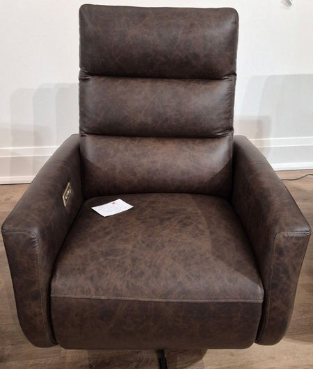 Tommy Swivel Recliner with Power Headrest and Battery Pack Brown Leather (1 in stock)