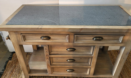 Tori Rustic Irish Coast Kitchen Island Weathered with Granite Top (1 in stock)