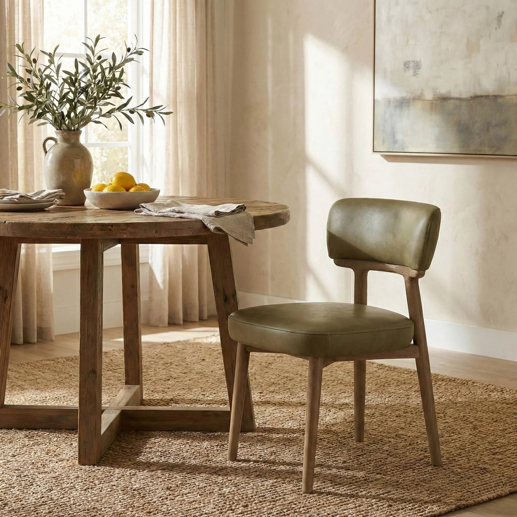 Willow Leather Dining Chair Sage Green  (4 in stock)