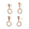 Wood bead and raffia napkin rings set of 4 (qty of 4 sets in stock)