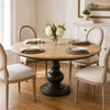 Dining Table 60" Round Natural Mango Top with Black Pedestal Base (1 in stock)