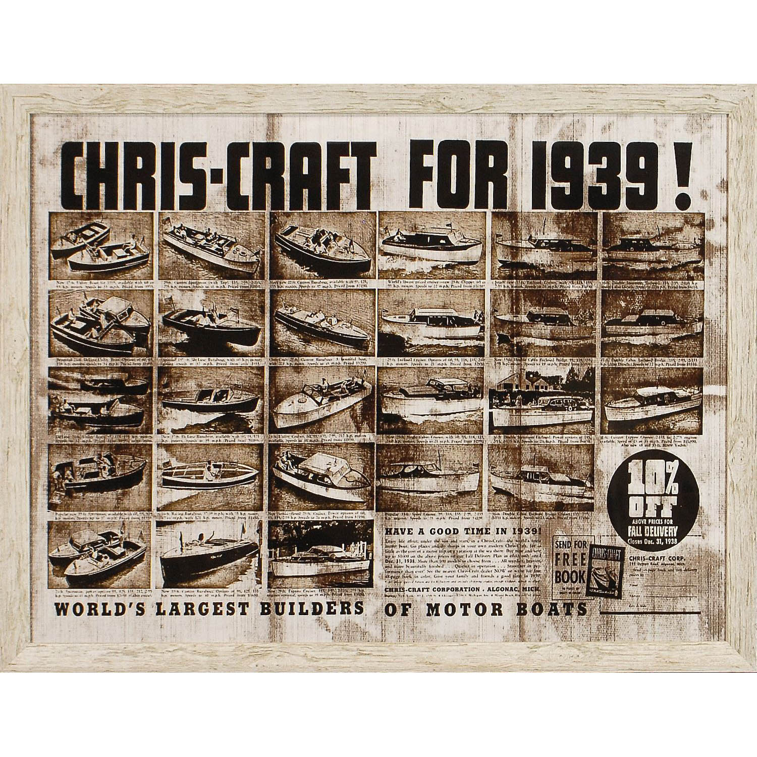 Art - Chris Craft, 1939 Framed with Glass (1 in stock)