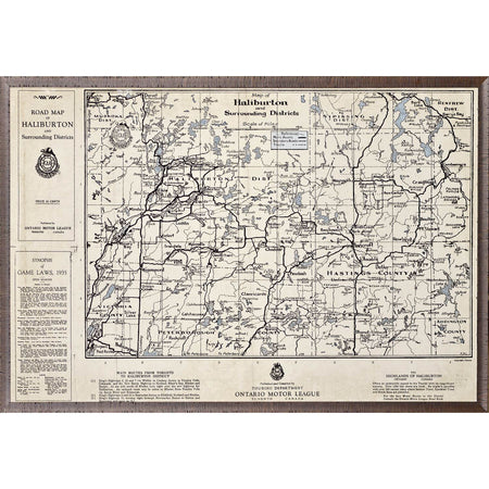 Map Of Haliburton - 1935 framed with glass