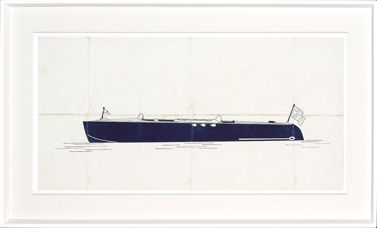 Runabout - Parchment framed with glass