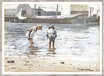Art Homer - Boys Wading framed with glass