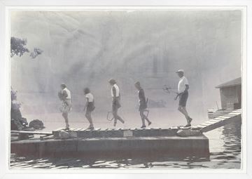 Art - Large Indigo stained  - Morning Tennis framed with glass (2 in stock)