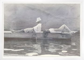 Art - Large Leisure Time Indigo Stained Framed Art with Glass (1 in stock)