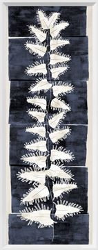 Tall Frond Small 11 Indigo and Cream Framed Art with Glass (1 in stock)