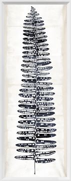 Tall Frond Large Cream and Indigo Framed Art with Glass