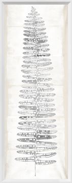 Tall Frond Large Cream and Grey Framed Art with Glass