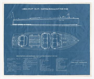 Art Runabout Patent Framed with Glass 20 x 24