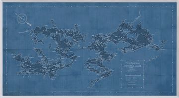 Map Motorboat Guide of Muskoka Lakes Framed with Glass Blue 56 x30 (2 in stock)