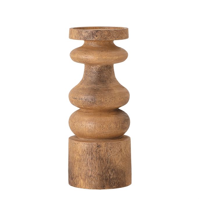 Mango Wood Natural Pillar Candleholder (2 in stock)