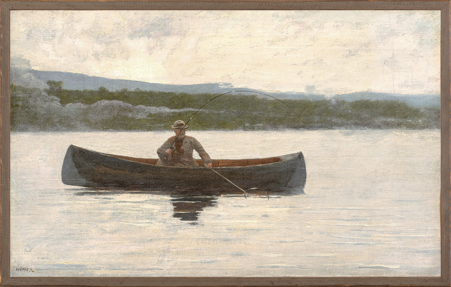 Art  - Playing A Fish C. 1875 Large Northern Collection Framed (2 in stock)