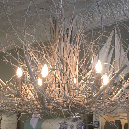 Wildwood Hickory 6 light Chandelier Silver Fox Grey 46" x 46" (1 in stock)