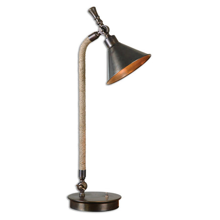 Eskdale - Rectangle Antique Brass Table Lamp with Black Shade