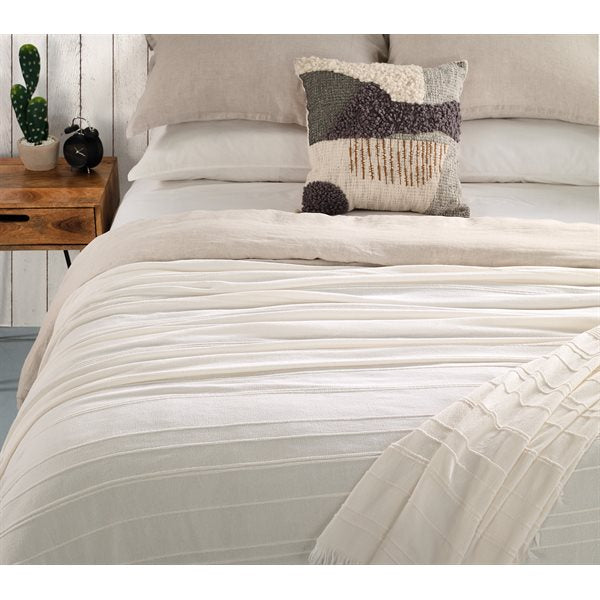 Nantucket White Cotton Textured Queen Blanket (1 in stock)