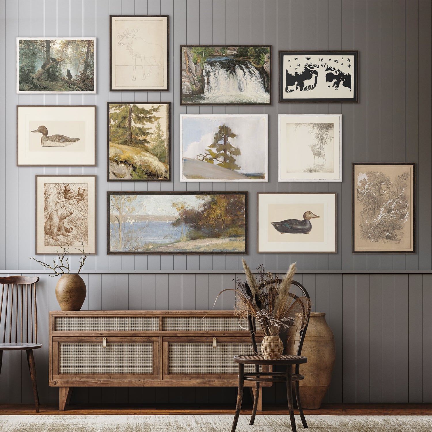 Art  - Playing A Fish C. 1875 Large Northern Collection Framed (2 in stock)