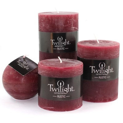 Burgundy Rustic Pillar Candles 3" x 3"