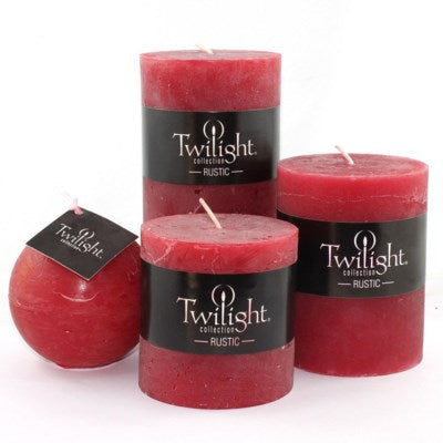 Cranberry Rustic Pillar Candles 3" x 3"