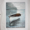 White Boat On Lake - Hand Painted On Canvas (1 in stock)