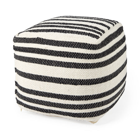 Aanya Black & White Pouf 16"