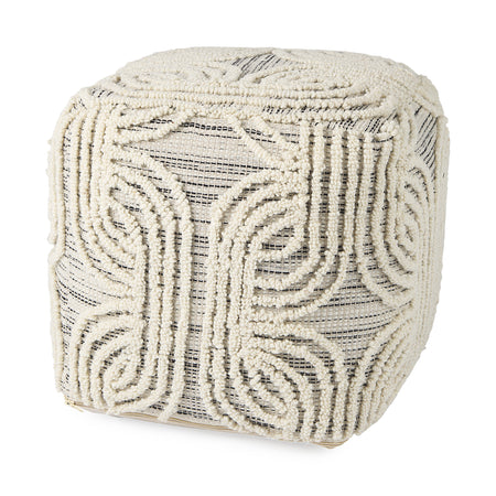 Amaya Cream & Black & Grey Pouf 16"